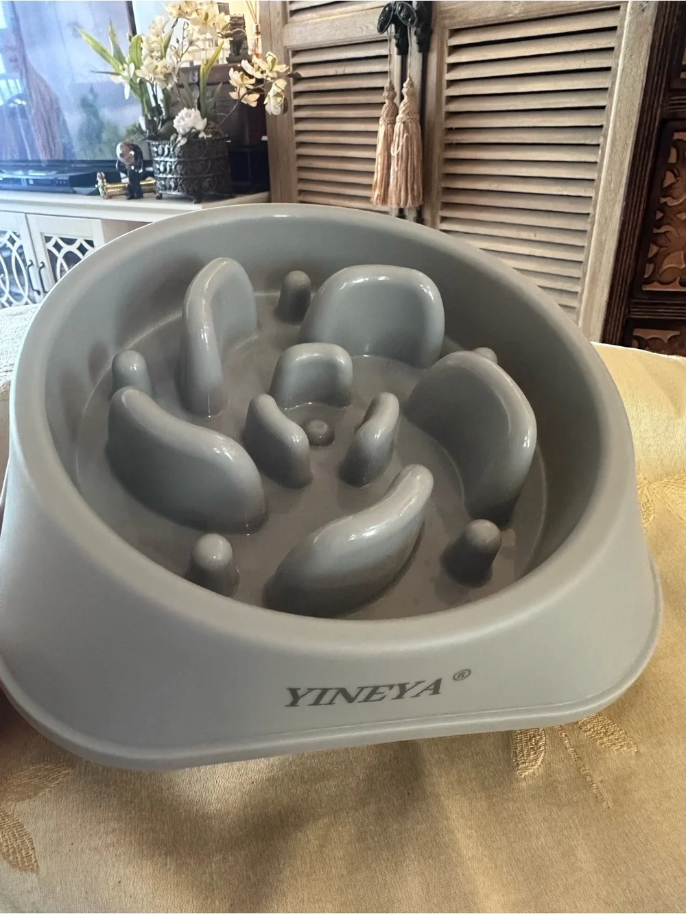 YINEYA Gray Slow Feeder Dog Bowl. New.